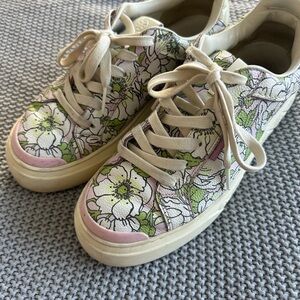 Tory Burch Pink and Green Floral Sneakers